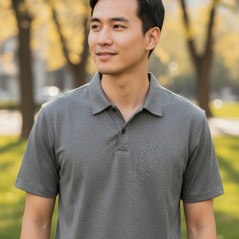 Zuda Z-Cool  Gray Polo Short Sleeve Classic Minimalist Office  Shirt Everyday M